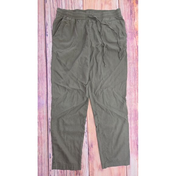 Kut From The Kloth Olive Green Relaxed Fit Linen Blend Lounge Capris Size Small - Picture 1 of 7